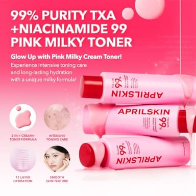 APRILSKIN TXA+Niacinamide 99 Pink Milky Toner | 99% High-Purity TXA 3%+ Niacinamide 5% | Highly Concentrated Cream Toner | Deep Moisturizing Formula for Dull Skin | 5.07 fl.oz. - Image 2