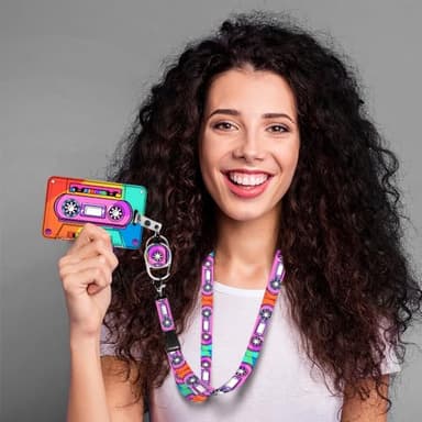 Lanyards for ID Badge Holder for Women Cute, Teacher Lanyard with ID Holder Clip,Retractable Keychain Badge Reel Heavy Duty, Teacher Nurse Work Office Gifts (#33：Color Magnetic Tape) - Image 4