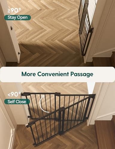 Babelio 29.7-46.5" No Bottom Bar Baby/Dog Gate for Stairs, House and Doorways, Auto Close Safety Pet Gates with Large Walk Thru Door, Hardware Mount, Black - Image 4