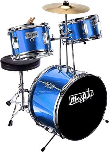 Music Alley 3 Piece Kids Drum Set with Throne, Cymbal, Pedal & Drumsticks, Blue, (DBJK02) - Image 2