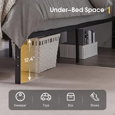 BedsPick Queen Bed Frame, Metal Platform Bed Frame Queen Size, Heavy Duty Sturdy Mattress Foundation, Noise Free, Easy Assembly, Steel Slats Support, No Box Spring Needed, Black - Image 5