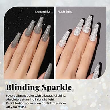 Beetles Reflective Gel Nail Polish 15ml Silver Glitter Nail Polish Shimmer Soak Off Uv LED Lamp Gel Nail Art Manicure Salon DIY Home Diamond - Image 3