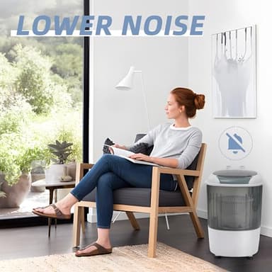 Elevon QD-MINIPWM-GY-1G Portable Mini Washing Machine with Spin Dryer 5.5 lbs Washers, Rotary Timer Controller, Compact Laundry for Home, Apartment, RV, White/Gray - Image 7
