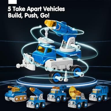 hahaland 5 Year Old Boy Birthday Gift - STEM Toys for Ages 5-7, Toy for 5 6 Year Old Boy, 5 in 1 Building Take Apart Trucks Transform to Robot, Boys Toys Stocking Stuffers Christmas Grandkids Gifts - Image 7