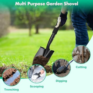 Garden Shovel, 31 Inch Small Garden Shovel, Light Weight Metal Gardening Flat Small Digging Shovel Spade for Kids, Planting, Gardening, Camping, Car, Mini Shovel- 6 Inch Wide Spade - Image 6