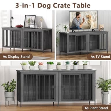 EasyCom Dog Crate Furniture for 1 or 2 Dogs, Heavy Duty Single/Double Dog Crates for Small/Medium/Large Dogs, Dog Kennel Furniture Indoor as TV Stand, Large Size 78.74" L(35-60 Pounds), Dark Grey - Image 4