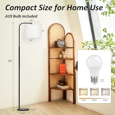AKASUKI Floor Lamp for Living Room with 3 Color Temperatures, Foot Switch Standing Lamps for Living Room, Bedroom, Office, Arc Mordern Floor Lamp with 9W LED Bulb Included - Image 5