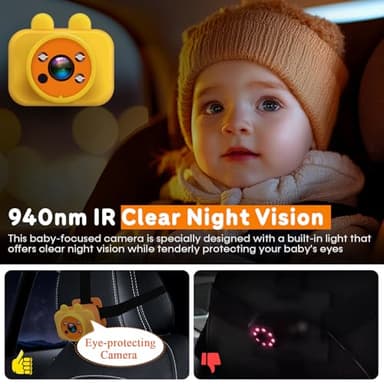 Yakry Baby Car Camera 7-Inch - 3X Zoom Recording Touchscreen 1080P HD Easy to Install 150° Wide Angle Rear Facing Backseat Camera 940nm Night Vision for Infant - Image 7