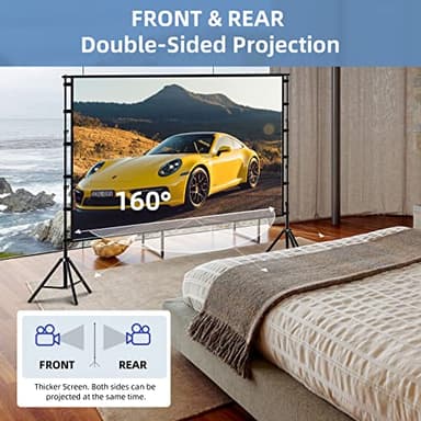 TOWOND Projector Screen and Stand, 120 inch Outdoor Projection Screen, Portable 16:9 4K HD Rear Front Movie Screen with Carry Bag Wrinkle-Free Design for Home Theater Backyard Cinema - Image 5