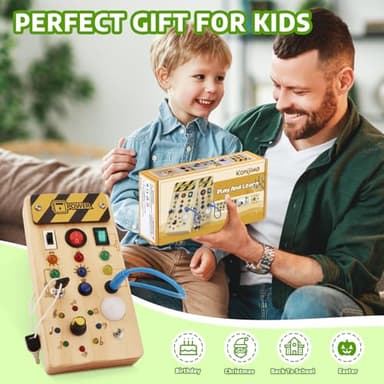 wakeInsa Busy Board with led Light， Sorting Sensory Travel Toys for Toddlers 1-3， Wooden Toddler Busy Board Montessori Toys for 1+ Year Old - Image 6