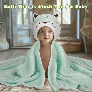 Toddler Bath Towel Hooded Kids Towel Bath Baby Towels with Hood for Boy Girl 0-5 Years, 2-Pack Soft Absorbent Baby Bath Towel Toddler Towels with Hood, Thick 50''x32'' Kids Hooded Towel for Toddlers - Image 6