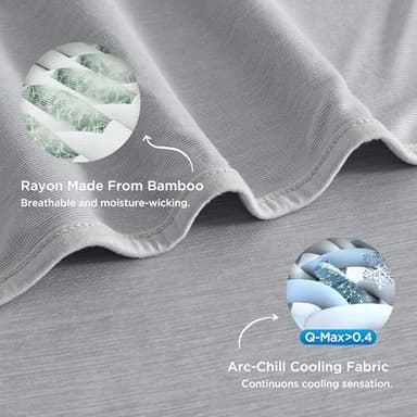 Bedsure Light Grey Cooling Blanket King Size for Hot Sleepers - Summer Cold Blanket for King Size Bed with Rayon Derived from Bamboo, Ice Cool Cold Arc-Chill Thin Summer Bedding Essentials, 108x90 - Image 2