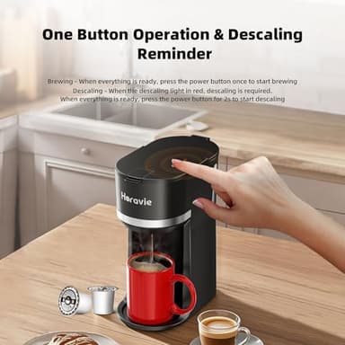 Horavie Mini Single Serve Coffee Maker for K Cup and Ground Coffee, Fast Brew One Cup Coffee Machine with Descaling Reminder and Water Window, 6 to 12 oz. Brew Sizes, Black - Image 5