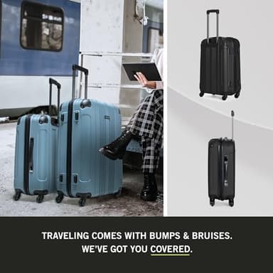 Kenneth Cole REACTION Out of Bounds Lightweight Hardshell 4-Wheel Spinner Luggage, Midnight Black, 28-Inch Checked - Image 2
