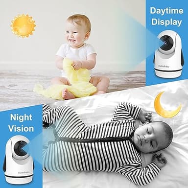 HelloBaby Video Baby Monitor with 2 Cameras and 5 Inch Split Screen Display, Remote Control Cameras with Night Vision and Temprature Monitoring - Image 5