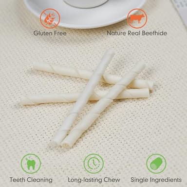 MON2SUN Dog Rawhide Twist Sticks Natural 5 Inch Thin Sticks Rawhide Chews Treats for Puppy and Small Dogs 120 Count - Image 3