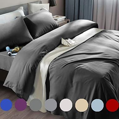 SONORO KATE Bed Sheet Set Super Soft Microfiber 1800 Thread Count Luxury Egyptian Sheets Fit 18-24 Inch Deep Pocket Mattress Wrinkle-6 Piece (Dark Grey, Queen) - Image 1
