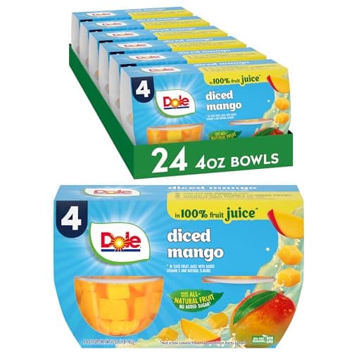 Dole Diced Mango in 100% Fruit Juice - Dole Fruit Bowls - 4 oz Fruit Bowls - 24 Pack - Image 1