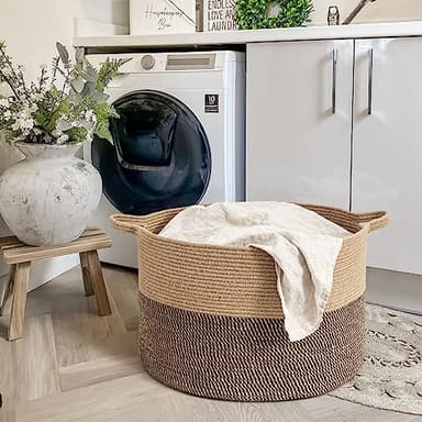Goodpick Extra Large Wicker Storage Basket, 83L Woven Blanket Storage for Living Room, Round Baby Basket for Clothes, Big Laundry Hamper for Pillow, 21.7 x 13.8 inches - Image 3