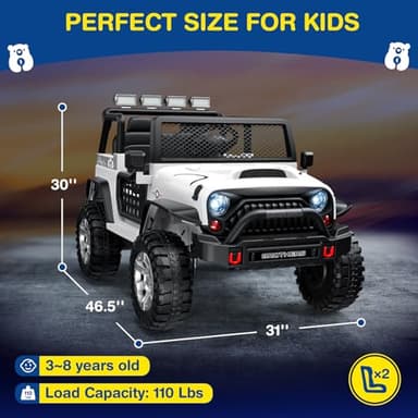 LIGIANT L8 Ride On Car, 2 Seater, 12V Kids Electric Car w/Remote Control, 4-Wheel Suspension, Bluetooth Speaker, Multi Music Modes, 3 Speeds, LED Lights, Xmas & Birthday Gift Ideas for Kids Ages 3+ - Image 8