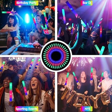 SHQDD 44 PCS Foam Glow Sticks Bulk with 3 Modes Colorful Flashing, Glow Sticks Pack, Foam Light Up Sticks, Glow in Dark Party Supplies for Wedding, Raves, Party, Halloween, 4th of July - Image 5