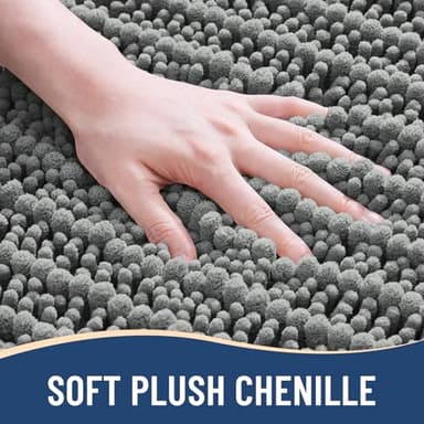 Arotive Luxury Chenille Bathroom Rug Mat, Extra Soft Thick Absorbent Shaggy Bath Rugs, Non-Slip Machine Wash Dry, Plush Bath Mats for Bathroom, Shower and Tub, 36x24, Grey - Image 3