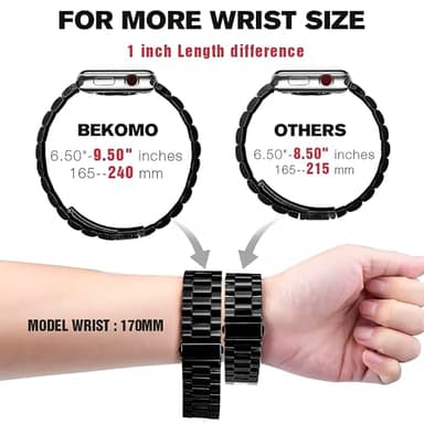 Bekomo Compatible with Apple Watch Band 49mm 46mm 44mm 45mm 42mm 40mm 38mm 41mm, Stainless Steel iWatch Bands with 2 Pack Tempered Glass Case for Series 11/10/9/Ultra 3 2/8/7/6/5/4/3/2/1/SE for Men - Image 2