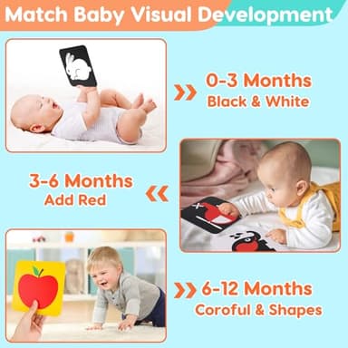 Black and White High Contrast Baby Books Flash Cards Tummy Time Mirror Toys Newborn Toys 0 6 Months Brain Development Infant Stimulating Sensory Toy 0-3 3-6 2 4 5 Months old Baby Boy Girl Shower Gifts - Image 4