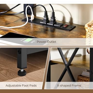 Yaheetech TV Stand with Power Outlet, Industrial Entertainment Center with LED Lights for 65 Inch TV, 3 Tiers Tv Console with Charging Station for Living Room, Media Console with Shelves, Rustic Brown - Image 7