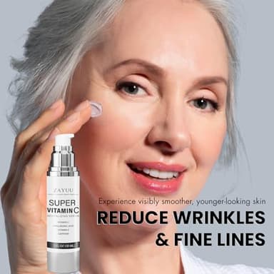 Super Vitamin C Face Serum for Mature Skin: All-In-One Hydrating Anti-Aging Formula with Vitamin C, Hyaluronic Acid, Vitamin E, and Peptides – Face Lift Serum for Wrinkles, Dark Spots (1 fl. oz.) - Image 2