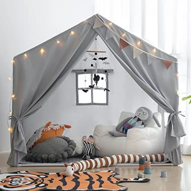 Kids Play Tent with Mat, Razee Large Playhouse Tent Indoor, Play House Kids Tent Castle for Girls Boys, Play Cottage (Grey) - Image 2