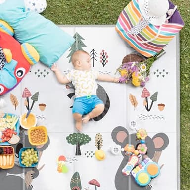 PIGLOG Foldable Baby Play Mat,59x59 Inches Baby Crawling Mat,0.8 Inch Thicken One-Piece Baby Playmat,Non Slip,Waterproof Activity Playmats for Babies,Toddlers,Infants, Play & Tummy Time,Koala - Image 7
