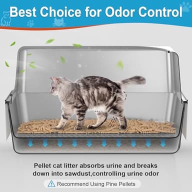 XL All Stainless Steel Sifting Litter Box with Lid,Sifting Cat Litter Box for Wood Pine Pellets,High Sides Sifter Litter Pan System,Odor Control,Easy to Clean,with Liners and Scoop - Image 3