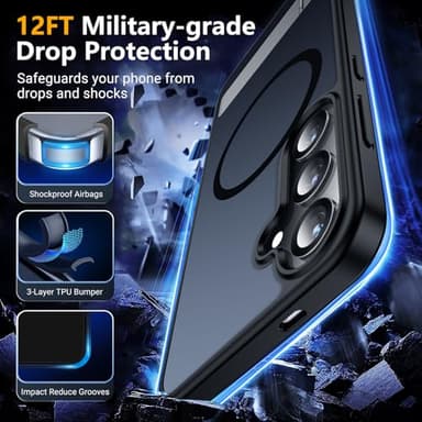 SPIDERCASE Magnetic for Samsung Galaxy S25 Case, [3 Stand Ways][ Military Grade Drop Protection] with Invisible Stand Shockproof Slim Case for Samsung Galaxy S25 6.2", Black - Image 3