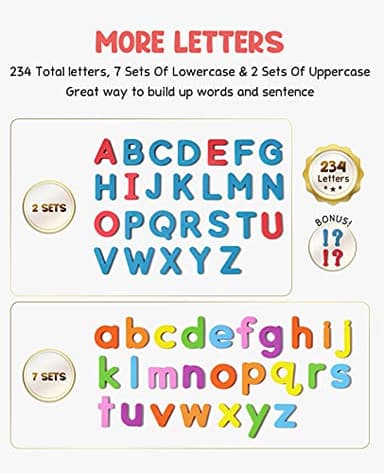 Gamenote Classroom Magnetic Alphabet Letters Kit 238 Pcs with Double - Side Magnet Board - Foam Alphabet Letters for Preschool Kids Toddler Spelling and Learning Colorful ABC Education Fridge Magnets - Image 2