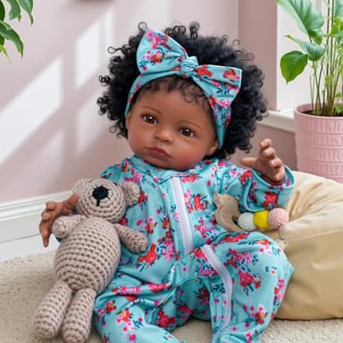 BABESIDE Lifelike Reborn Black Girl- 18-Inch Realistic Newborn Real Life Baby Dolls with Clothes and Toy Gift for Kids Age 3+ - Image 5
