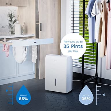 hOmeLabs 3000 Sq. ft. Energy Efficient Dehumidifier - Ideal for Medium to Large Rooms, Bedrooms and Home Basements - Powerful Moisture Removal and Humidity Control - 35 Pint - Image 5