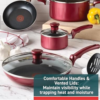 T-fal Essence, 20 Piece Non-Stick pots and pans Cookware Set, Red - Image 4