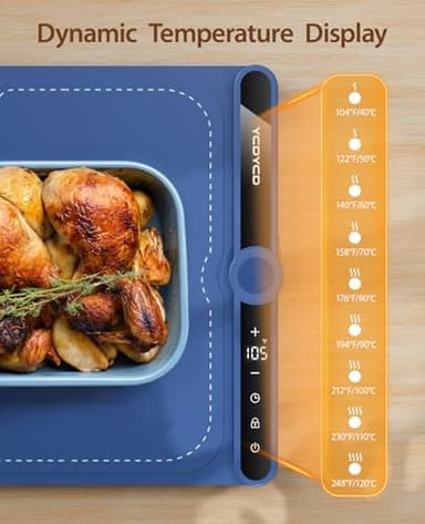 YCDYCD Electric Warming Mat for Food: Adjustable 9-Level Temperature & 1-6H Timer - Silicone Heating Tray for Kitchen Countertop, Buffets, Travel/Party Gatherings - Image 6