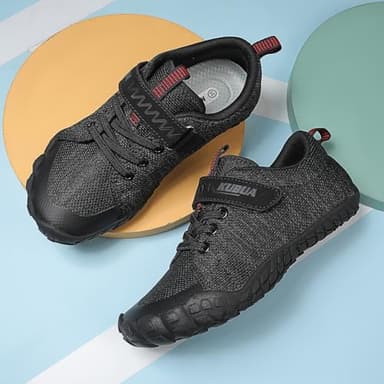KUBUA Kids Sneakers Boys Girls Barefoot Shoes Naturally Minimalist Zero Drop Splay Shoes for Sports Running Tennis Walking Athletic A Black Size 6 Big Kid - Image 5