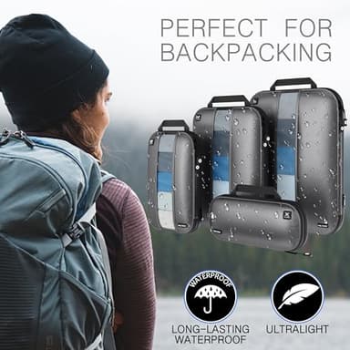 Premium Ultralight Compression Packing Cubes for Travel - Bag Factor Luggage Organizer Set (Grey - 5 Set) - Image 9
