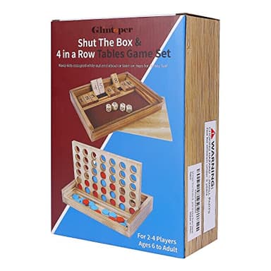 Glintoper Shut The Box & 4 in a Row Tables Game Set, Classic Wood Dice Game with Numbers & Line Up 4 Game for Kids Family, Living Room Rustic Coffee Table Decor, Travel Game Strategy Board Games - Image 5