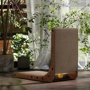 FUKUMARU Cat Scratcher, 18.9 Inch L Shape Cat Scratch Pad, Vertical Cat Scratcher Wall Mounted, Cat Scratching Cardboard with Ball Toy for Indoor Cats - Image 7