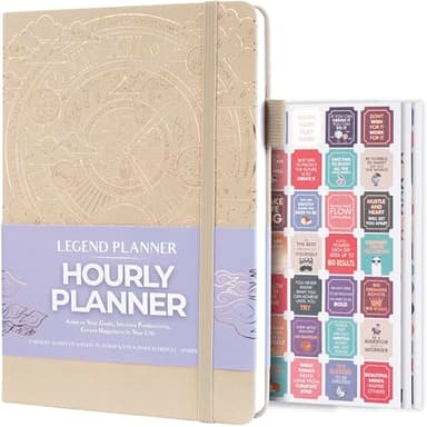 Legend Planner Hourly Schedule Edition – Deluxe Weekly & Daily Organizer with Time Slots. Time Management Appointment Book Journal for Work & Personal Life, Undated, A5 Hardcover – Seashell, Gold Foil - Image 1