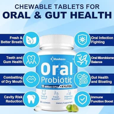 Oral Probiotics for Mouth Bad Breath for Adults 11 Billion CFU, Best Breath Oral Dental Probiotics for Teeth & Gums, Dry Mouth, Gum Restore, Fresh Breath, Chronic Halitosis & Gut Health, 60 Lozenges - Image 5