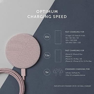Native Union Drop - High Speed Wireless Charger [Qi Certified] 10W Non-Slip Fast Wireless Charging Pad - Compatible with iPhone 12/12 Pro/12 Pro Max/12 mini/11/11 Pro/11 Pro Max (Rose - Image 5