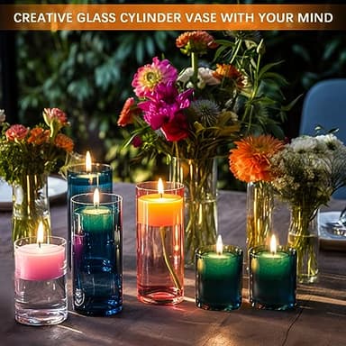 48 Pack Glass Cylinder Vases 4,6,8,10 Inch Tall Clear Flower Vase Hurricane Floating Candle Holder for Table Centerpiece Wedding Home Decor - Image 4