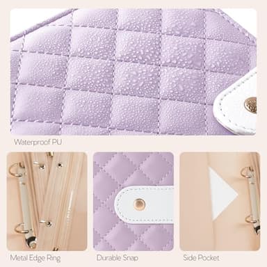 WOOMADA Travel Jewelry Organizer Case, Foldable Velvet Jewelry Storage Book with Clear Zipper Pouch for Rings, Necklaces, Earrings, Bracelets(Lavender) - Image 5