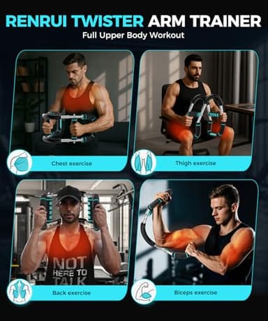 RENRUI Twister Arm Trainer, Adjustable 5 Resistance Levels (40-130 lbs) Chest & Arm Workout Equipment for Men & Women, Ergonomic Home Gym Strength Trainer with Anti-Slip Handles & Carry Bag (Blue) - Image 4