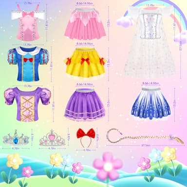 EULRGAUS Princess Dress Up, Toddler Dress Up Clothes, Cosplay Princess Costume Gift Set with Princess Dresses and Princess Toys, Pretend Play Girl Toys Age 3-6, Halloween Christmas Birthday Gift - Image 6